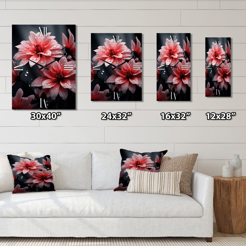 Rose Crimson Harmony I - Horloges murales florales, Très grand