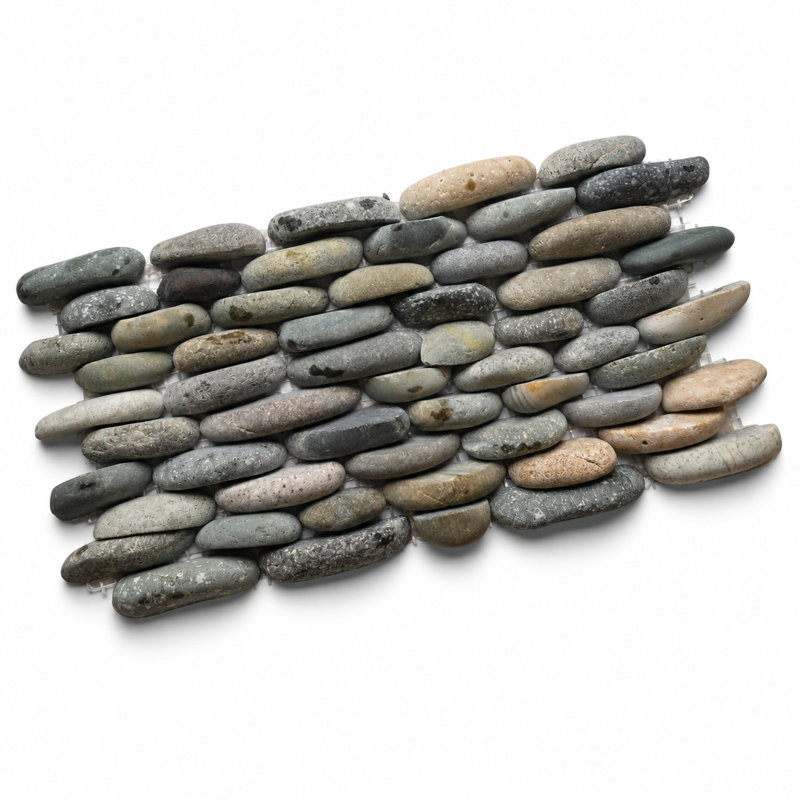 Carrelage imperméable en mosaïque de pierre naturelle Nile Random Gray - 12 po x 12 po