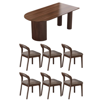 Durable Dark Brown All-solid Ash Dining Table Set
