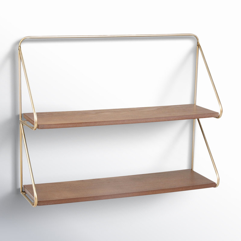 Tablettes murales à 2 niveaux: 20 po x 6 po x 17 po, Doré