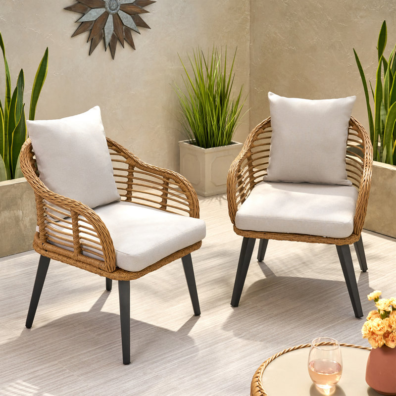 Mcbrayer Aluminum Outdoor Lounge Chair, Light Brown Frame / Beige Cushion