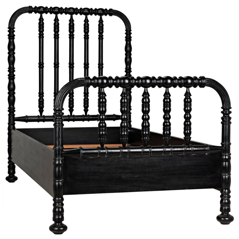 Bachelor Solid Wood Bed, Hand Rubbed Black, Twin