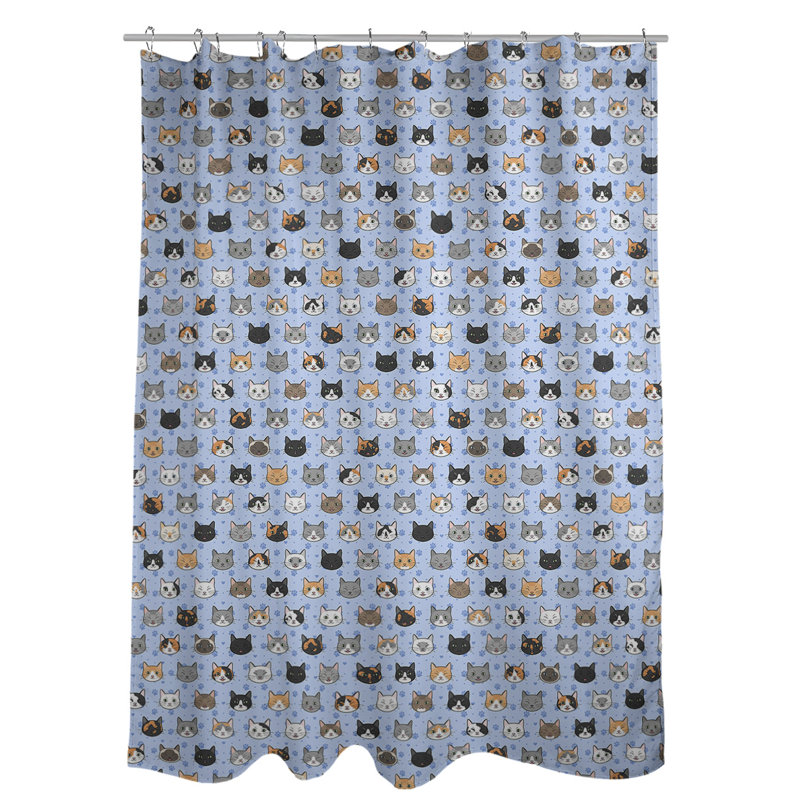 Rideau de douche simple Kitty Cat, Bleu