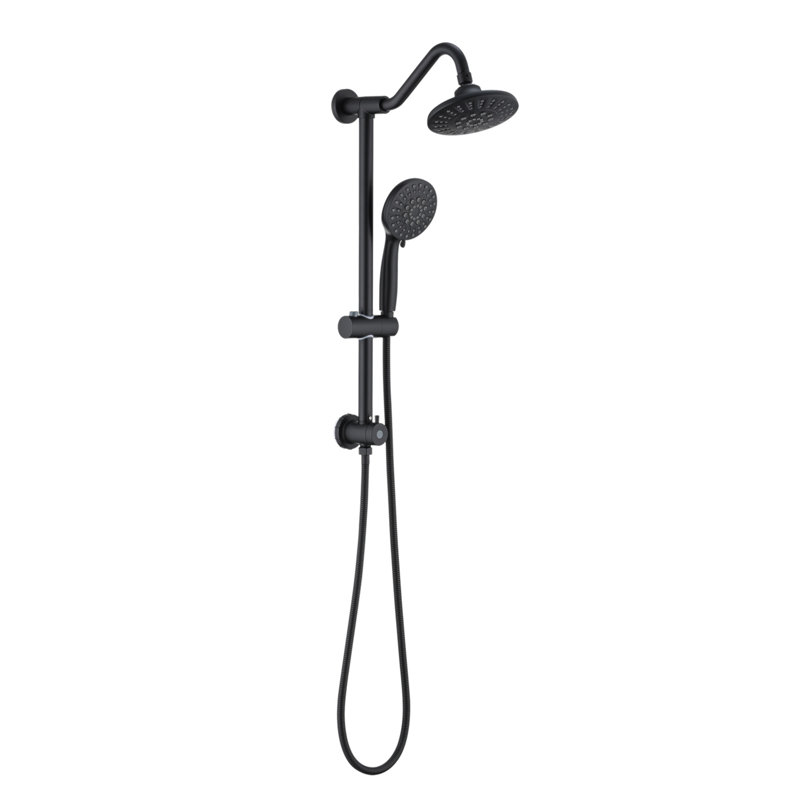 6 Inch Rain Shower Head With Handheld Shower Head Bathroom Rain Shower System, Matte Black