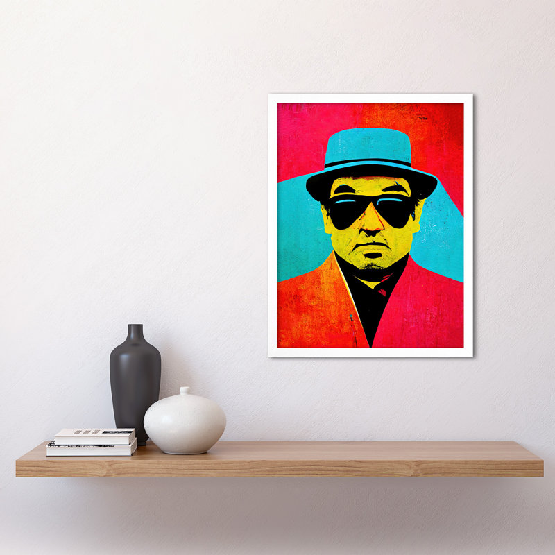Pop Art Jazz Musician Sunglasses - Print, White Framed Unframed, 43cm H x 33cm W x 2cm D