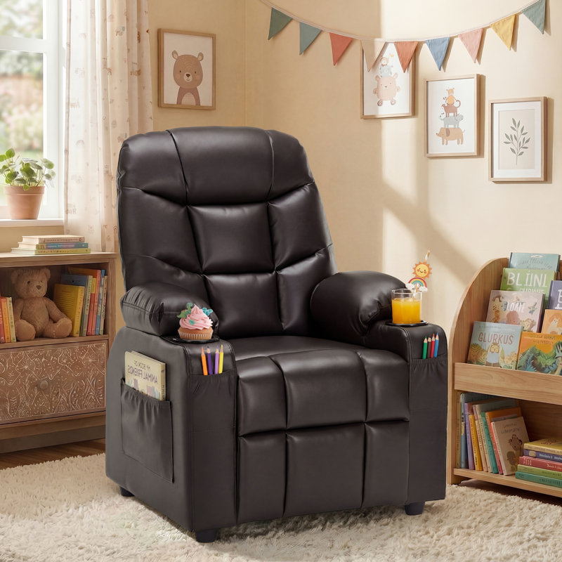 Fauteuil inclinable pour enfants Bartruff, Marron foncé
