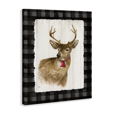 «Deer with Red Bell», art mural sur toile par Nan