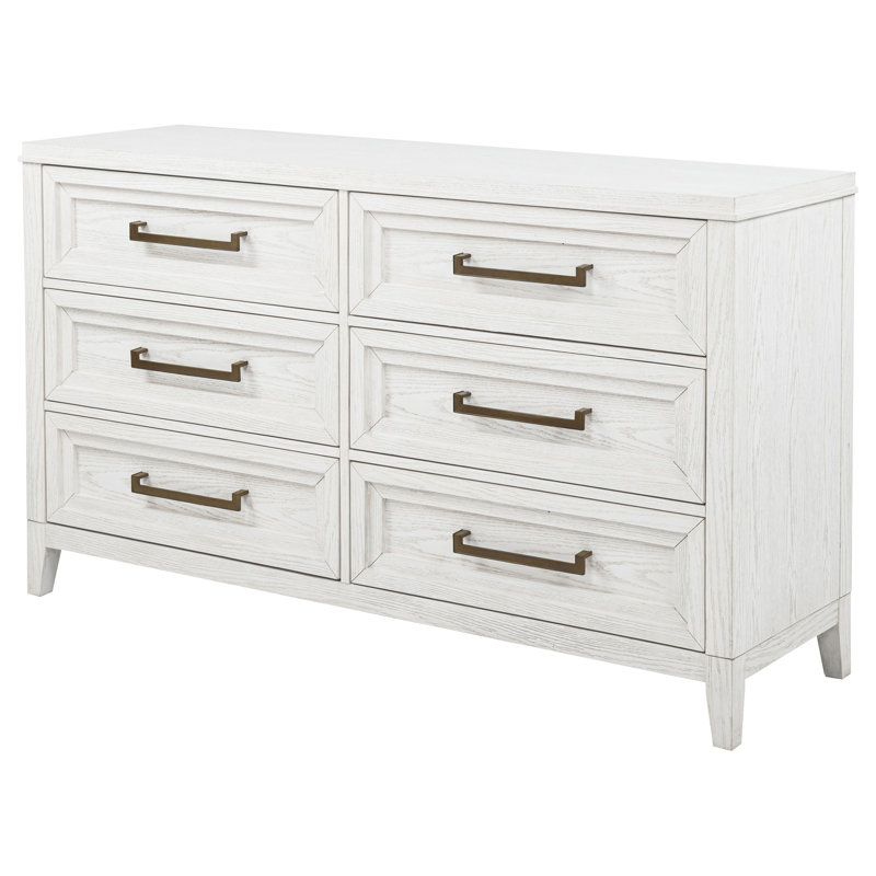 Distressed White 6-drawer Bedroom Dresser
