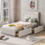 Upholstered European Single Metal Drawers Bed