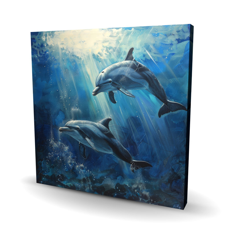 Dolphins Gray Canvas Art for Elegant Home Decor | Wall Art