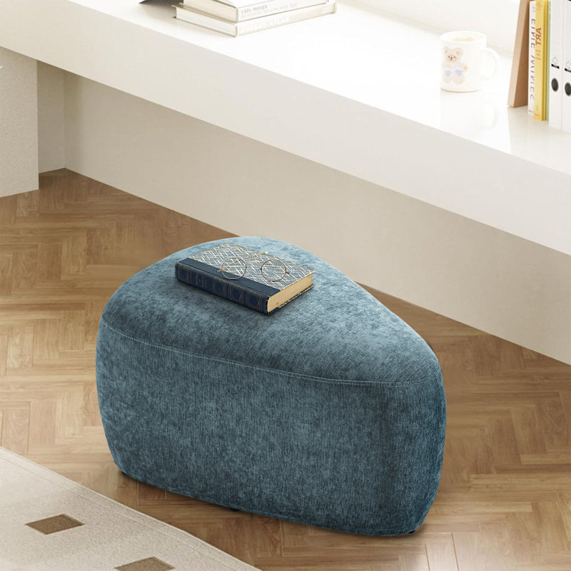 Adna 67.8Cm Wide Triangle Footstool Ottoman, Blue