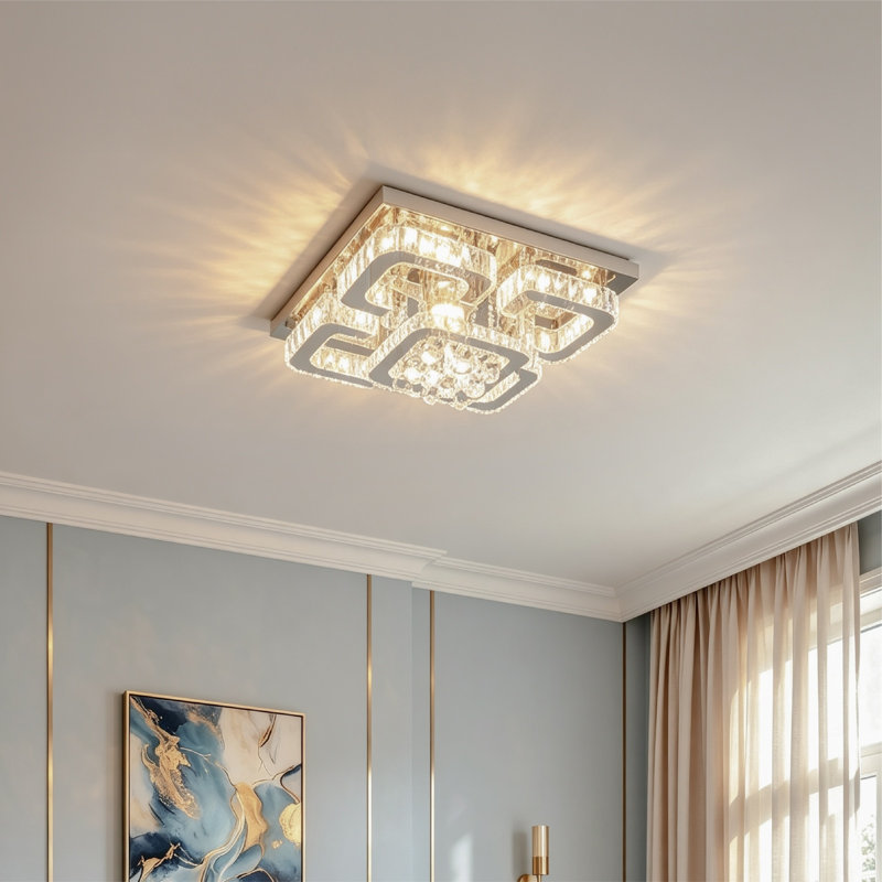 Flush Mount, Metal；Crystal, Metal；Crystal, sliver