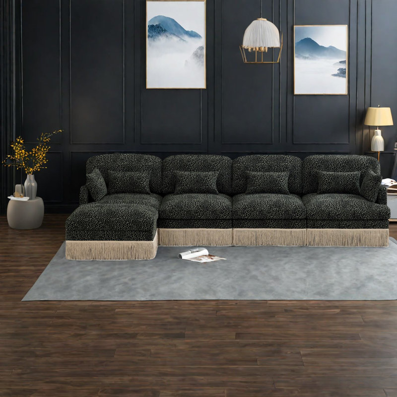 Spacious Chenille Sofas, Modern Leopard Modular Sectional For Home