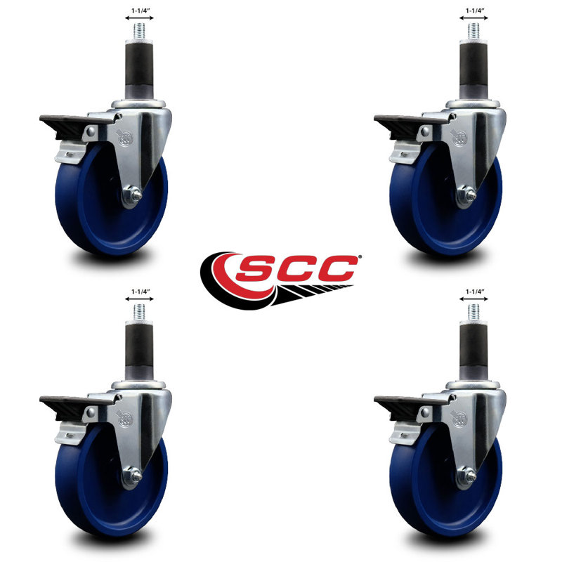Ensemble de roulettes extensibles en poly de 1 1/4 po avec frein SCC