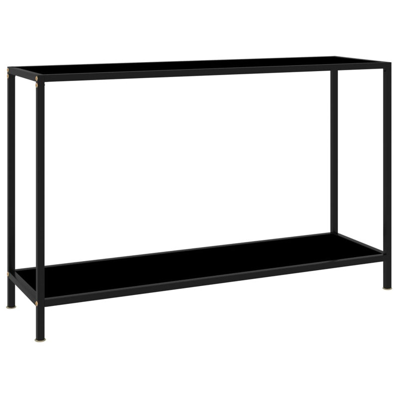 Console Table Tempered Glass, Black, Black, 29.53" H x 47.24" W x 13.78" D