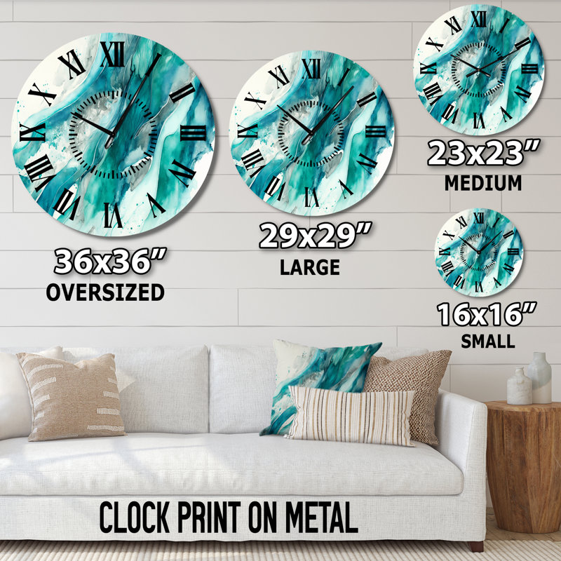 Horloge murale Turquoise Waves In Paradise I, Médium