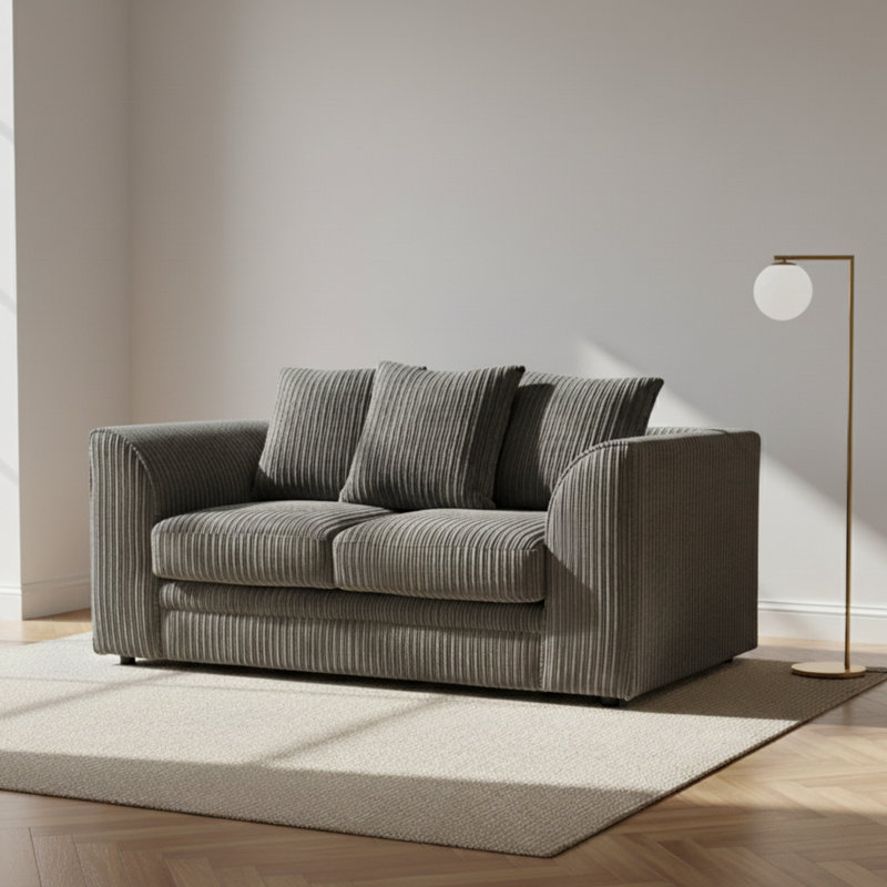 2 Seater Corduroy Sofa, Grey