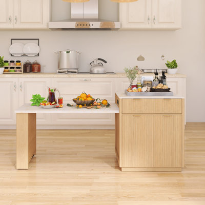 Table de salle à manger extensible 82,6 po avec prise de courant et rangement