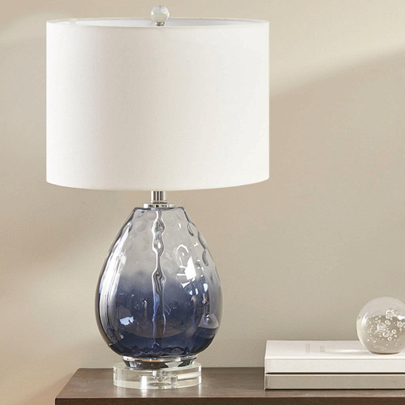 Ombre Glass Table Lamp, Dark Blue