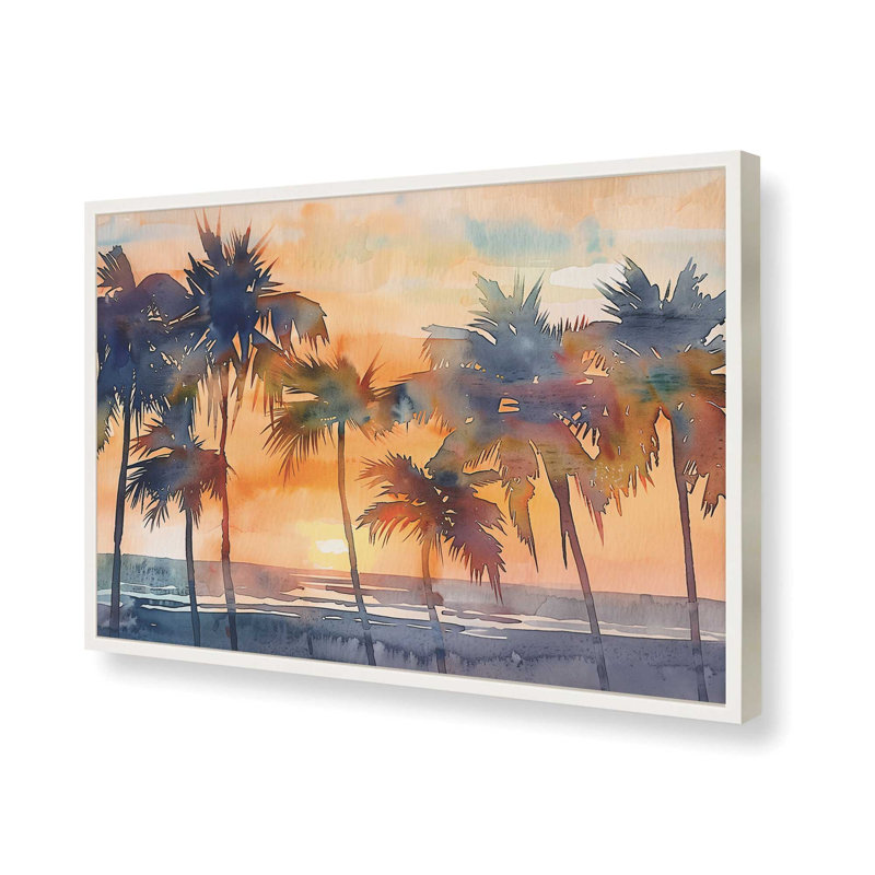 Golden Hour Palms, reproduction encadrée, H 17 po x l 21 po, Blanc opaque