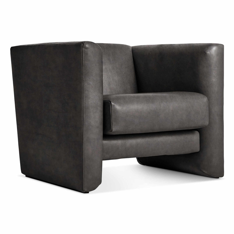 Double Down Armchair, Slate Genuine Leather