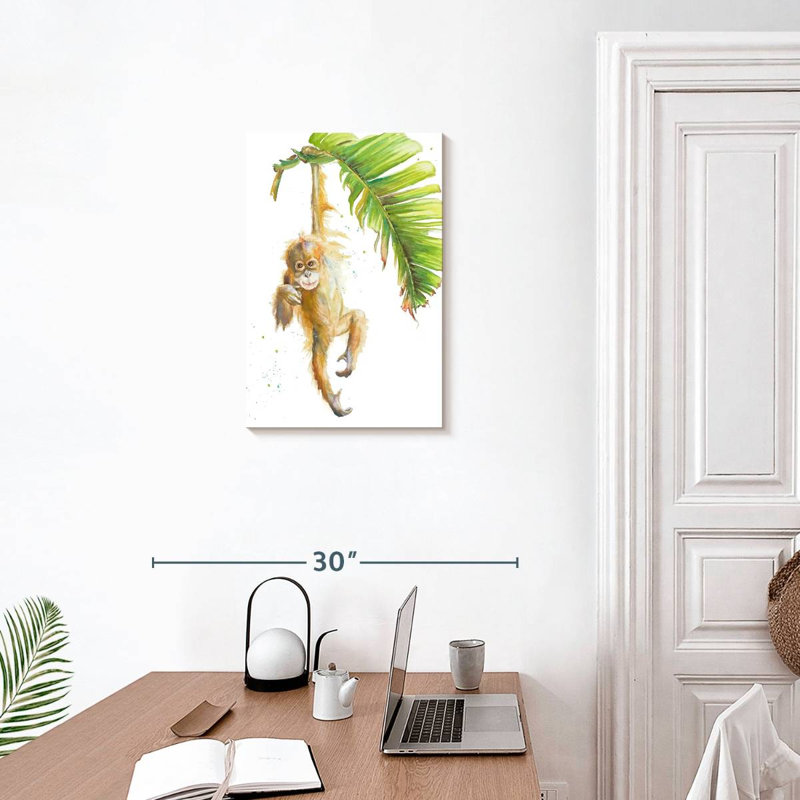Brampt Monkeys dans la jungle I, H 24 po x l 16 po