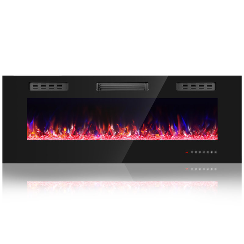50" Electric Fireplace with 12 Color Flame - Recessed/Wall Mount, Remote Control, 18.11" H x 50" W x 4.17" D