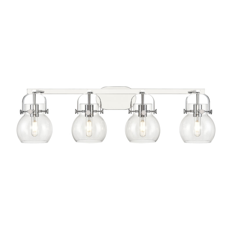 Éclairage pour meuble-lavabo mural 6 po Shueyville, Transparent, Chrome poli, Quatre lumières