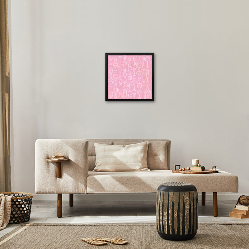 Motif de champagne rose - reproduction d'art murale - affiche de galerie, H 16 po x l 16 po