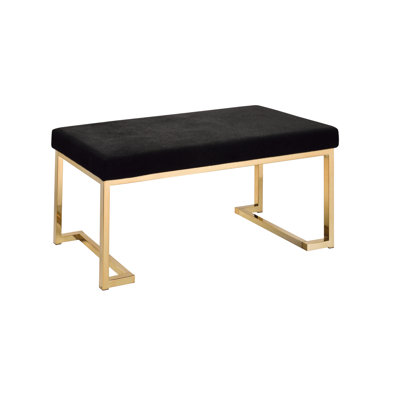 Élégant banc de siège noir avec coussin confortable et base en or champagne
