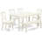 6 Piece Dining Table Set Contains a Rectangle Wooden Table and 4 Faux Leather Dining Room Chairs with a Bench, 36x60 Inch, Linen White-559805372-618239778-618239806