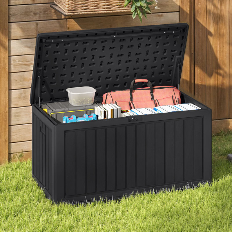 Balconera Deck Box 112.7cm W 340L Lockable Deck Box, Black