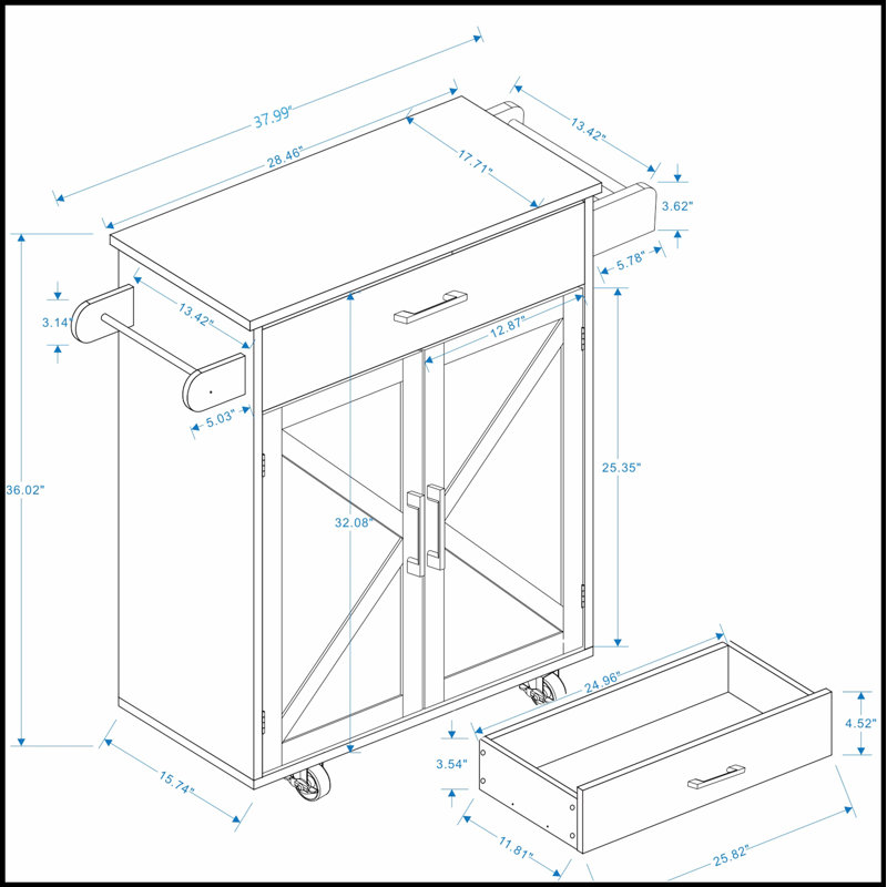 Chariot à roulettes polyvalent pour îlot de cuisine avec tablettes réglables, porte-serviettes et grand espace de rangement pour une meilleure organisation