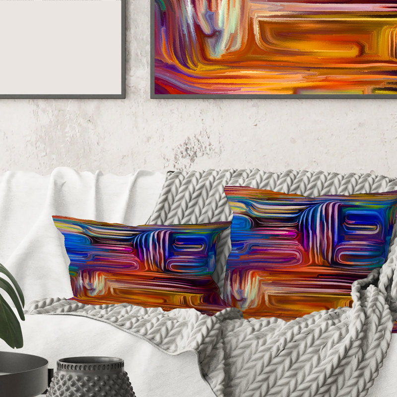 Carré, couleur Fusion V - coussin décoratif imprimé moderne, 16" x 16"