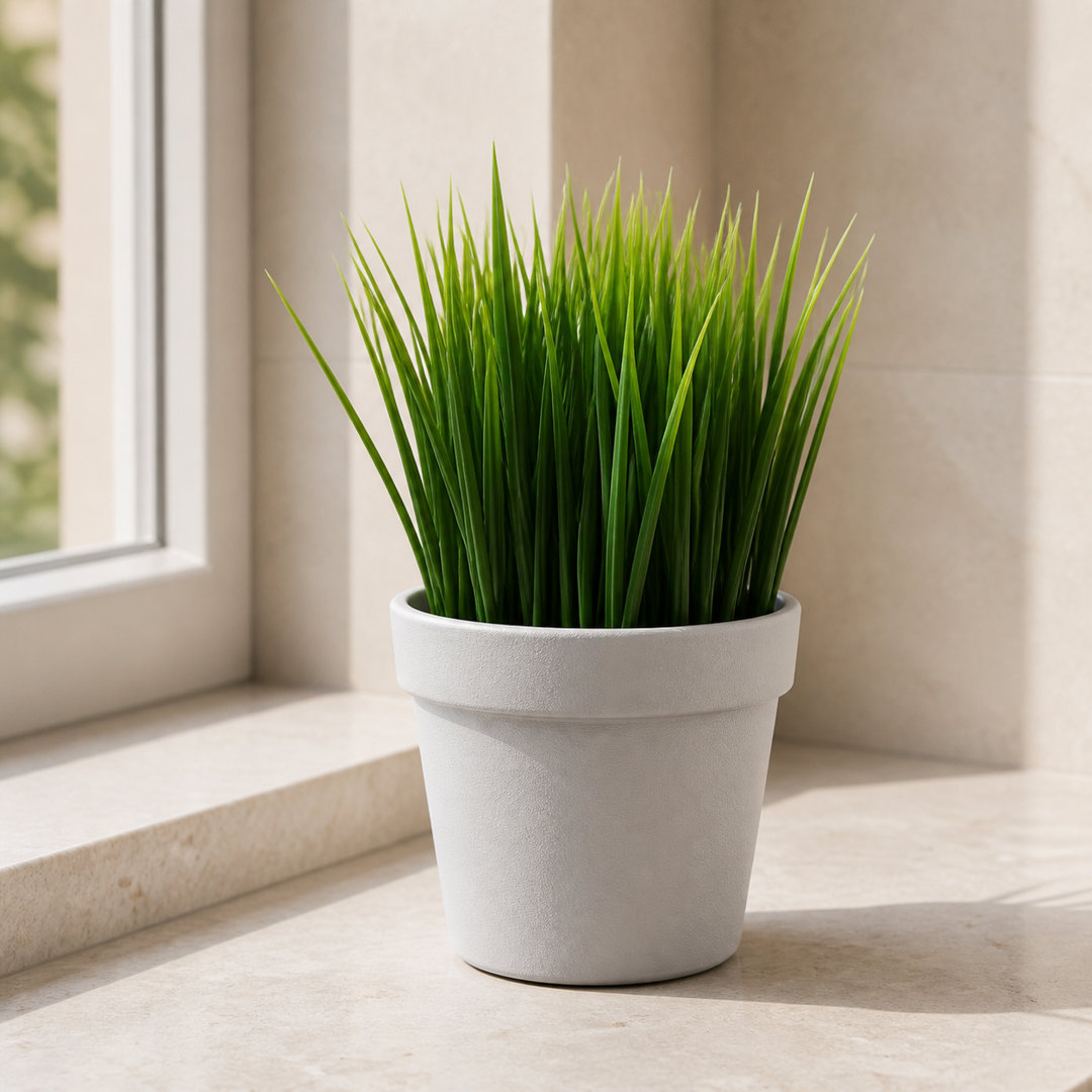 Artificial Potted Foliage Plants 22cm Faux Grass Plant in Pot Liner
