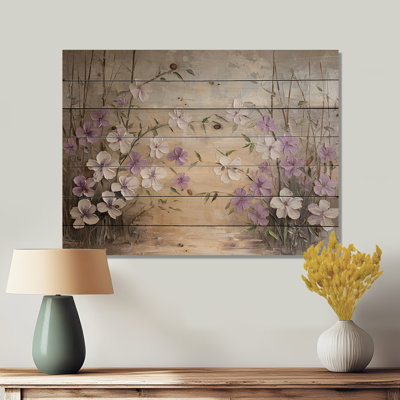 Minimalist Lavender Horizon - Lavender Wood Wall Decor - On Natural Pine Wood