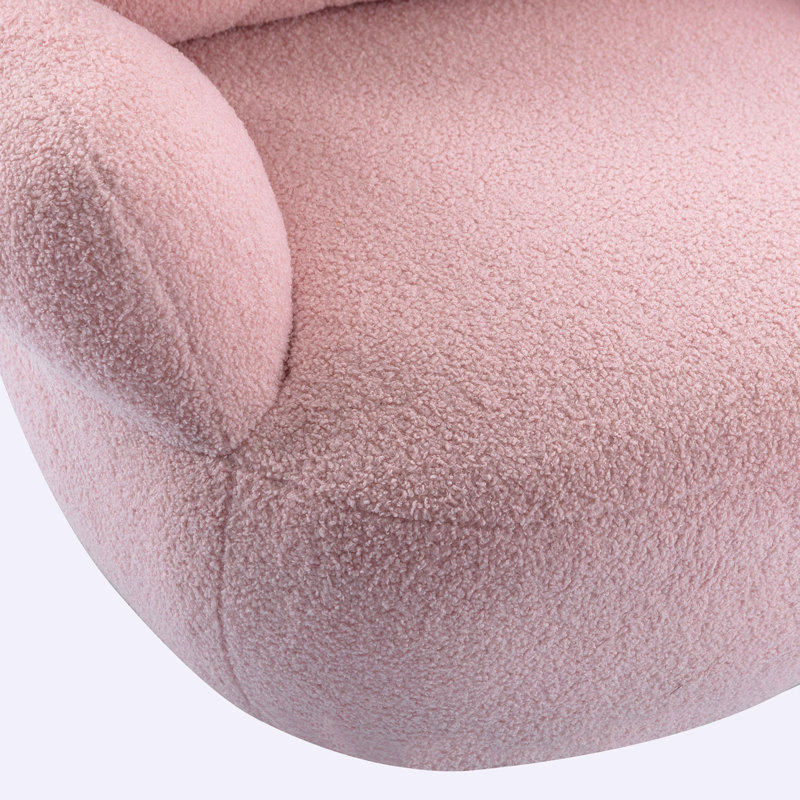 Fauteuil demi-tonneau pivotant l 32,3 po Danyar, Velours rose