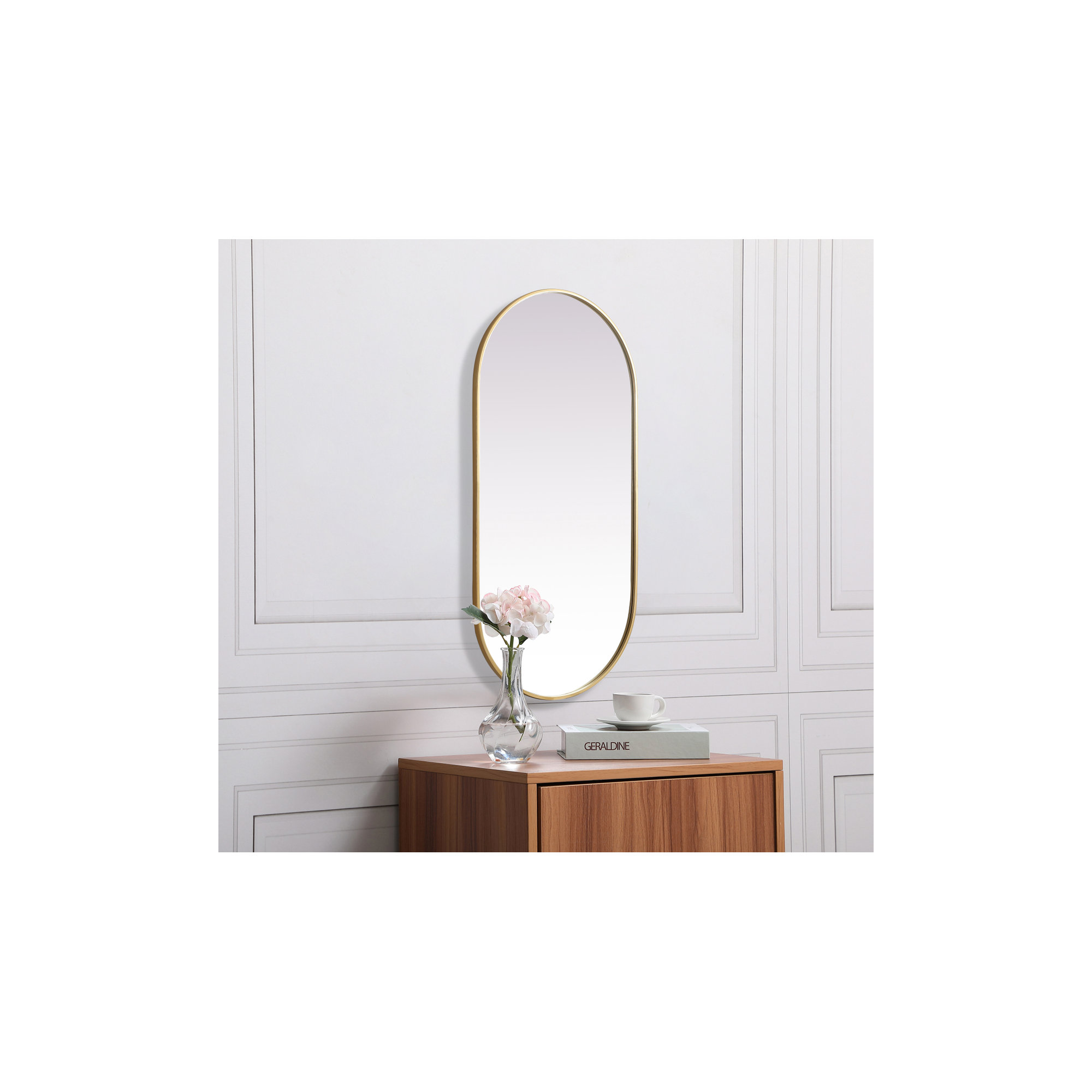 Elington Metal Oval Mirror, 48"  x 24" , Brass