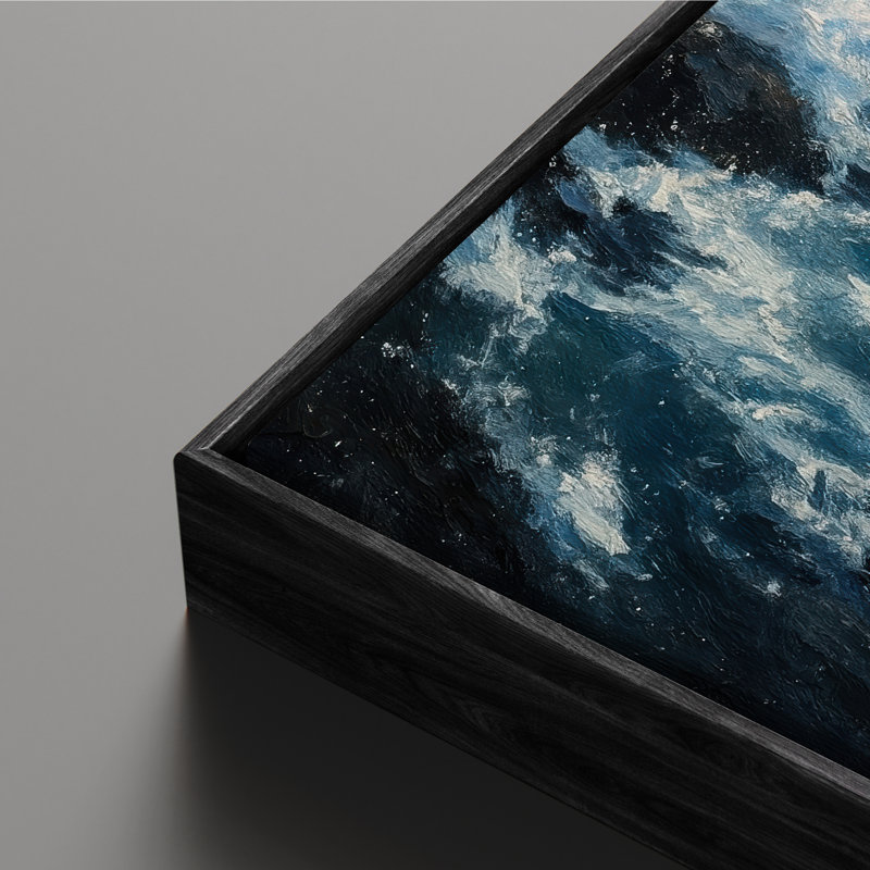 Art mural encadré, "Ocean Wave Rock", impressions murales abstraites pour chambre à coucher - 16 po x 24 po x 2 pièces, Noir
