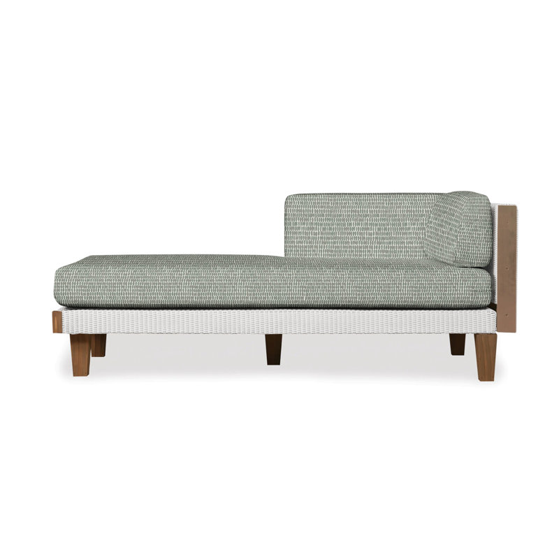 Catalina Outdoor Teak Chaise Lounge, White, Beach Navy