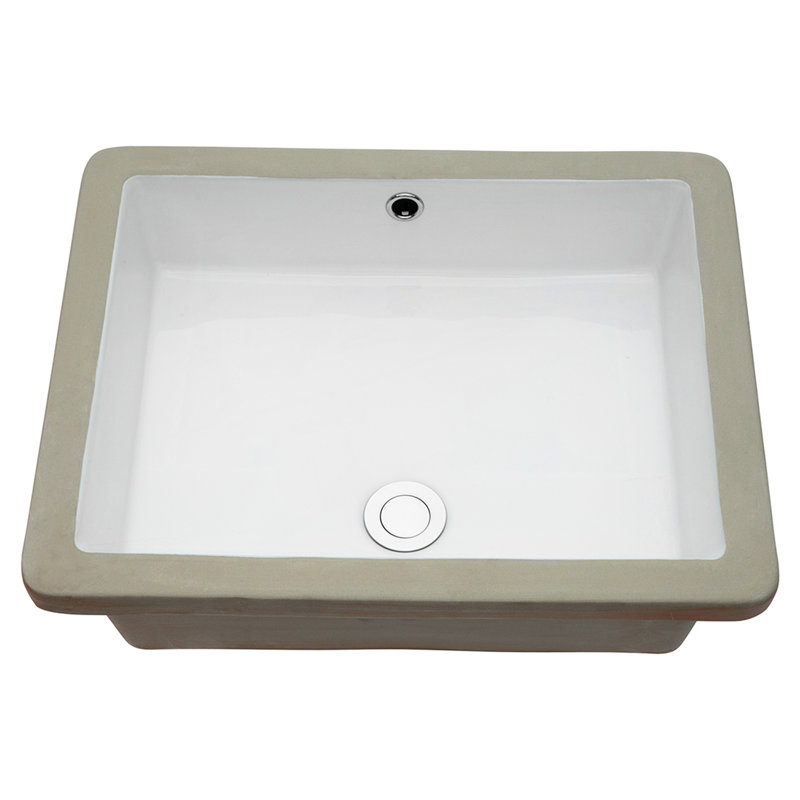 Generous Ceramic Sink - Rectangular Undermount For Bathroom Version, 20"