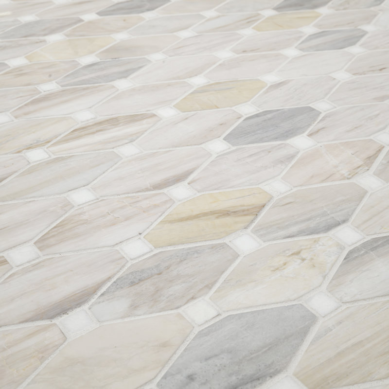 Auralie Octagon 12 in. x 13 in. Polished Marble Mosaic Floor and Wall Tile