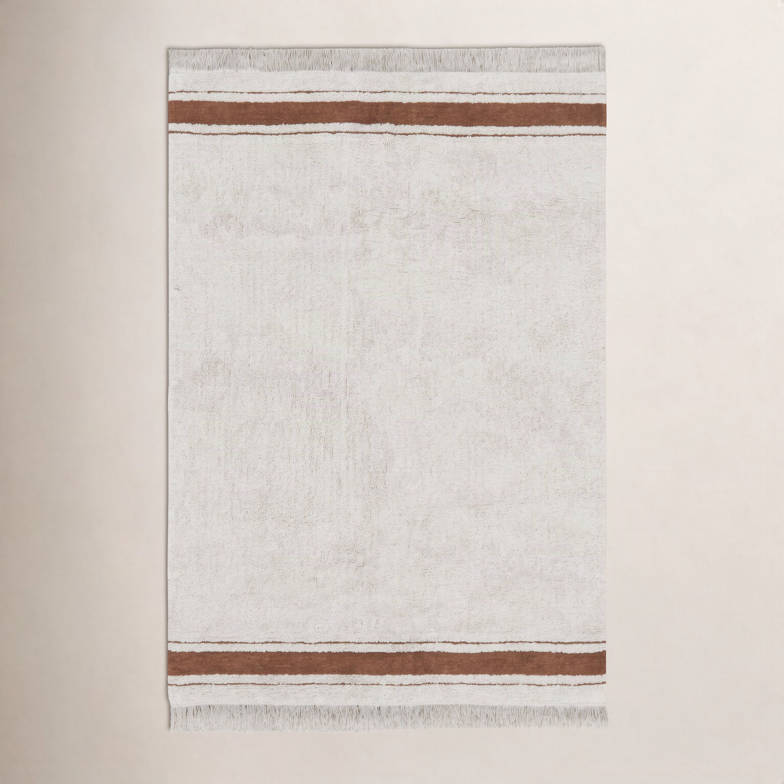 Little Chefs Natural Toffee Hand-Tufted Cotton Rug, Rectangle 3' x 4'3", Natural/Toffee