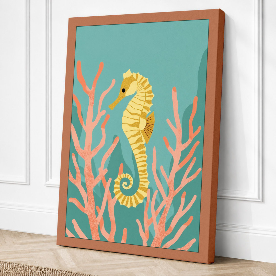 Seahorses in Coral Coastal - Wrapped Canvas