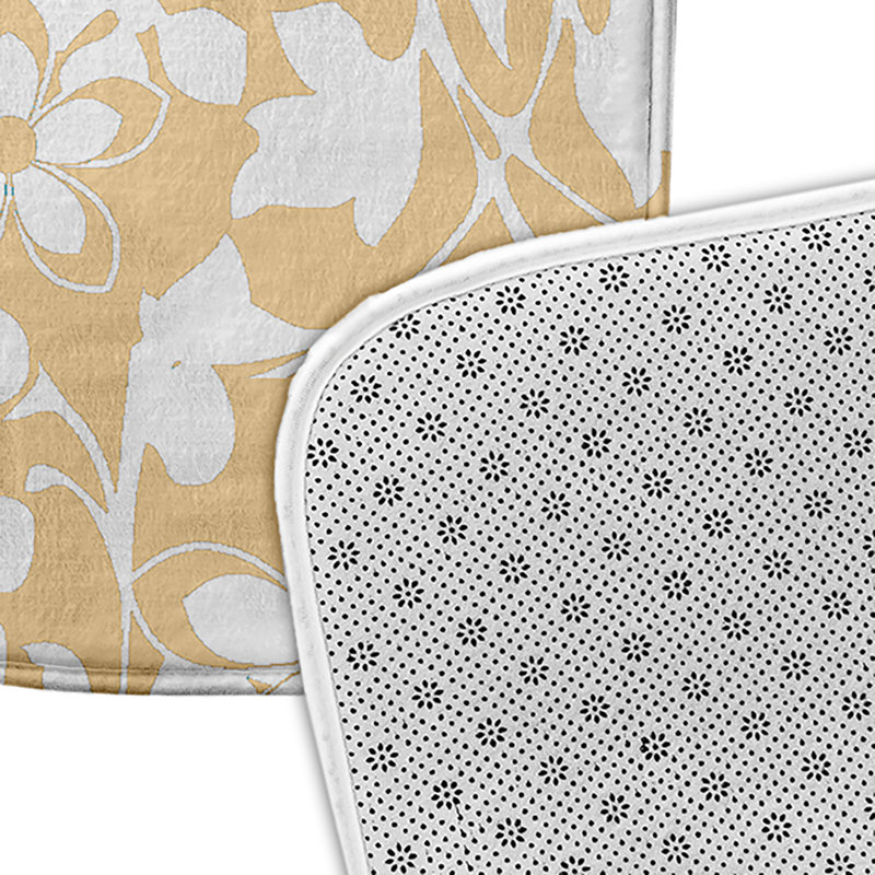 Tapis de bain floral, L 17 po x L 24 po, Jaune