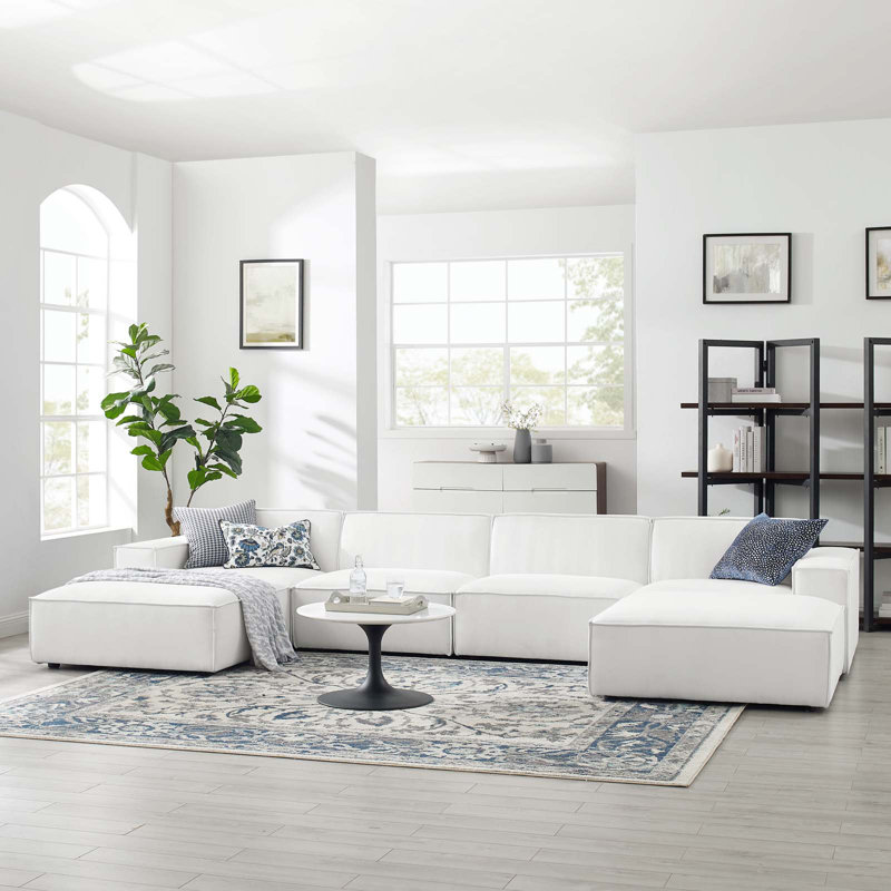 Restore 6-Piece Sectional Sofa, White Polyester
