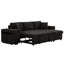 Canapé-lit d'angle moderne avec méridienne de rangement et 2 tabourets, tissu gris anthracite pratique