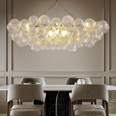Lustre 51 pouces en verre de Murano soufflé à la main 9 lumières avec cadre en laiton doré