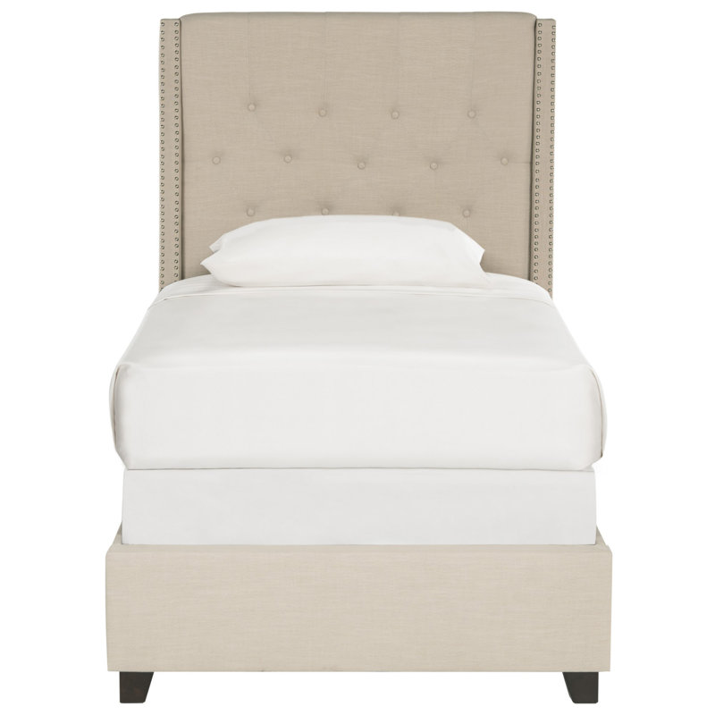 Wampler Upholstered Standard Bed, Beige Linen, Twin