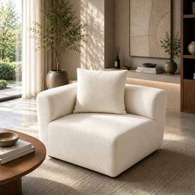White chenille Modular Sectional Sofa- Corner Seat
